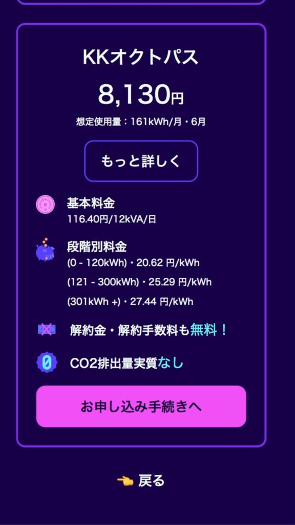 オクトパスエナジー申込STEP2 入力画面つづき
